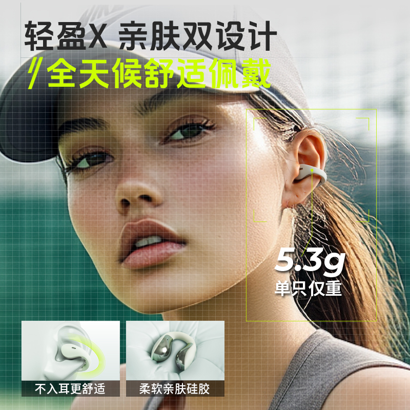 兰士顿 时尚耳夹式运动耳机 AirSoul TS02 云雾白高清大图
