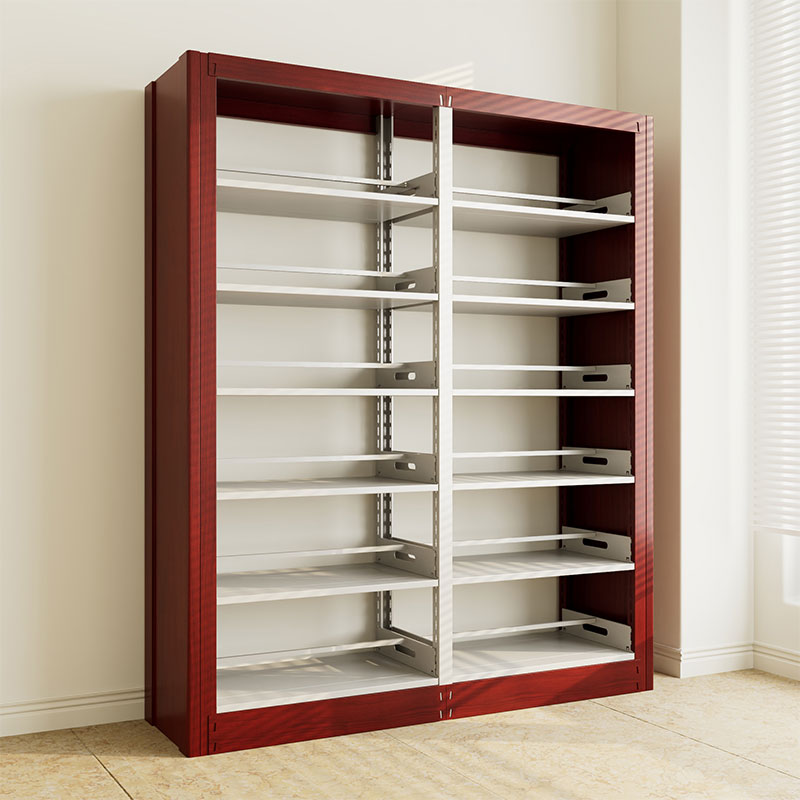 臻远ZY4072637 钢制书架红色资料架 双面6层一列二组 1900*450*2000mm高清大图