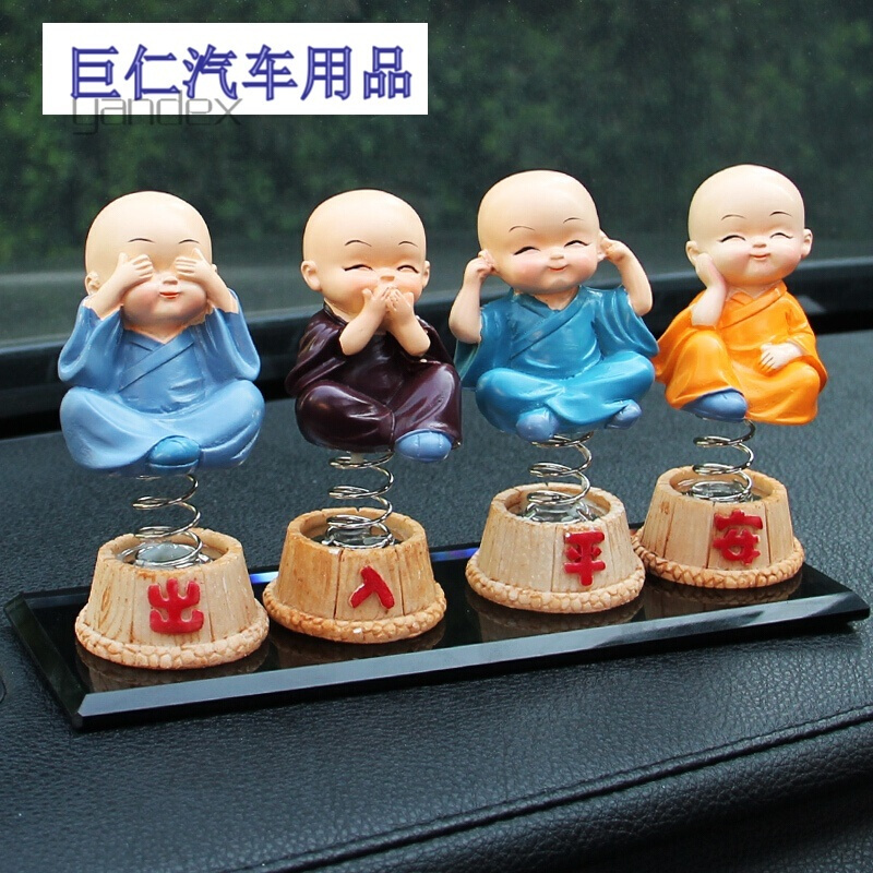 适用于汽车时尚汽车用品装饰女士轿车新可爱男女汽车用品小和尚保平安车里新车摆件轿车汽车摆件时尚轿车