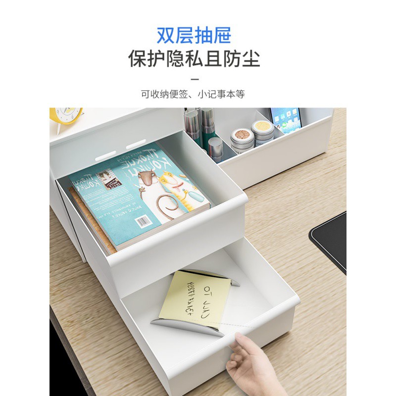 办公室桌面复古美式实木笔筒多功能创意小摆件学生北欧ins收纳盒 三维工匠 白中号高清大图