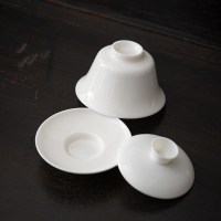 苏氏陶瓷(SUSHI CERAMICS)羊脂玉瓷聚香三才盖碗两杯小套装