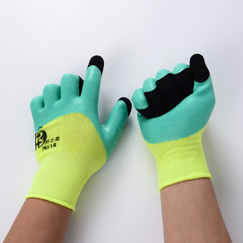 12双塑胶涂胶挂胶手套透气发泡手套浸胶防滑工地耐磨劳保手套劳保耐用