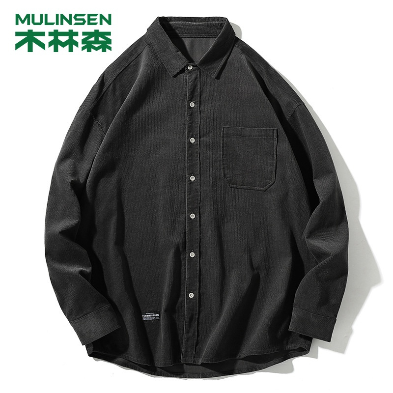 [直营]木林森(MULINSEN)日系男装 灯芯绒衬衫男oversize开衫翻领外套