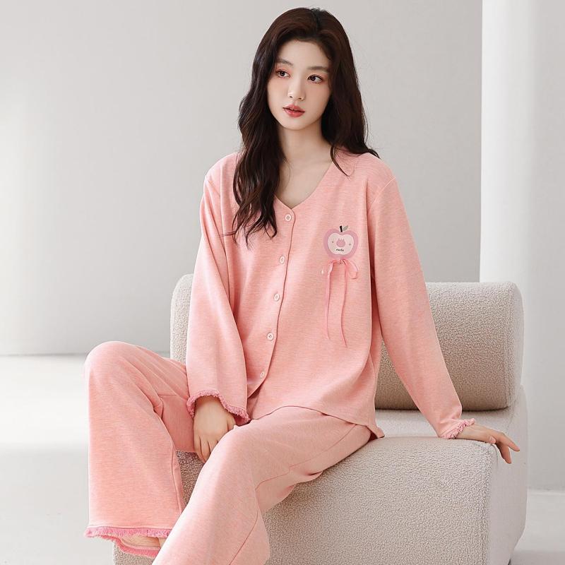 啄木鸟秋冬季睡衣女德绒羊毛蚕丝棕色春秋季加厚保暖家居服套装