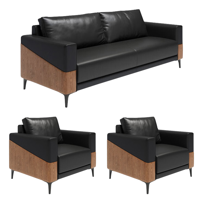 初嘉SF-D08办公沙发茶几组合商务会客区洽谈接待室沙发 牛皮3+1+1