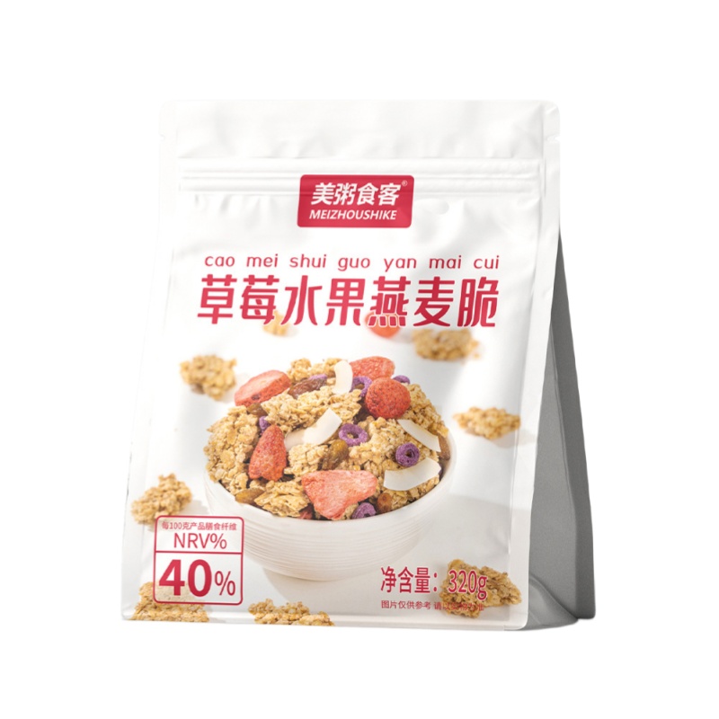 美粥食客 营养早餐 草莓水果燕麦脆320g*2袋装