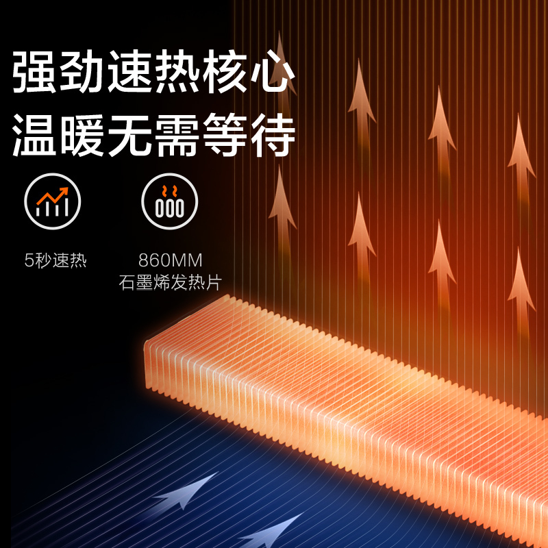美的(Midea) 取暖器踢脚线HDX22H 石墨烯加湿 2200W IPX4级防水 24H预约定时 居浴两用