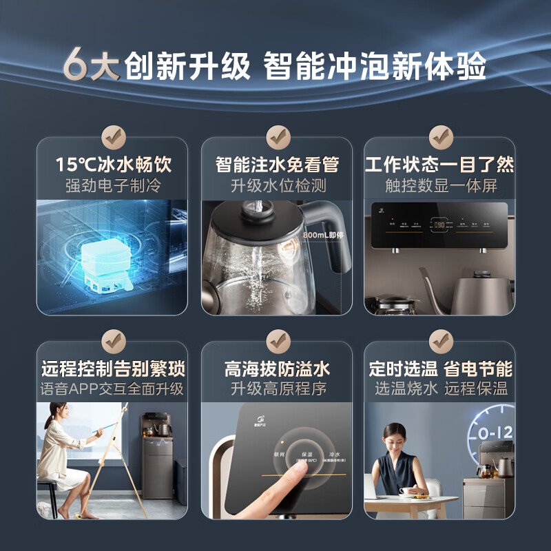 美的(Midea)茶吧机饮水机家用高端智能背板多功能下置式桶装水饮水机立式冷热多用型 YD1619S-X高清大图