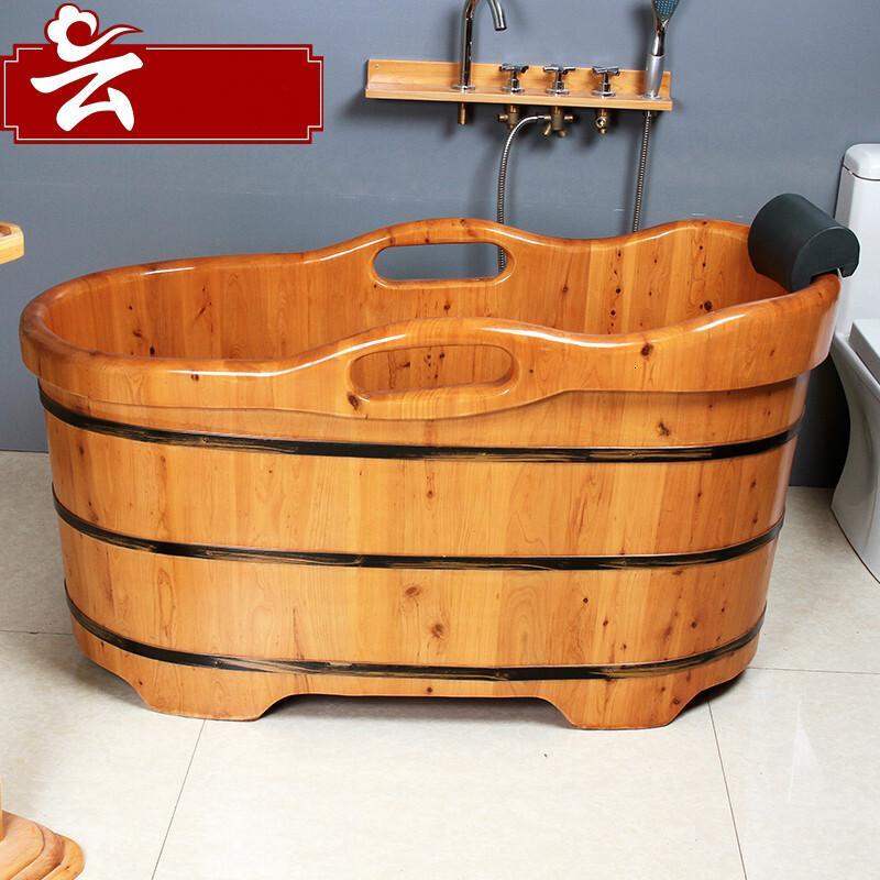 香柏木沐浴桶木质浴缸洗澡木桶泡澡木桶木浴盆带扶手可定制波迷娜