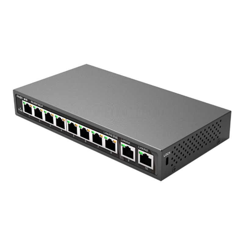 锐捷(Ruijie)8口百兆非网管交换机RG-ES110D-P 安防监控POE供电交换机 2个千兆上联口