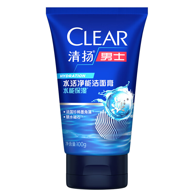 清扬 男士水活净能洁面膏 氨基酸洗面奶 100g