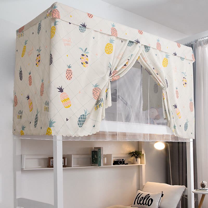 学生宿舍一体式床帘 女寝室0.9m米ins风两用蚊帐 上铺下铺遮光布图片