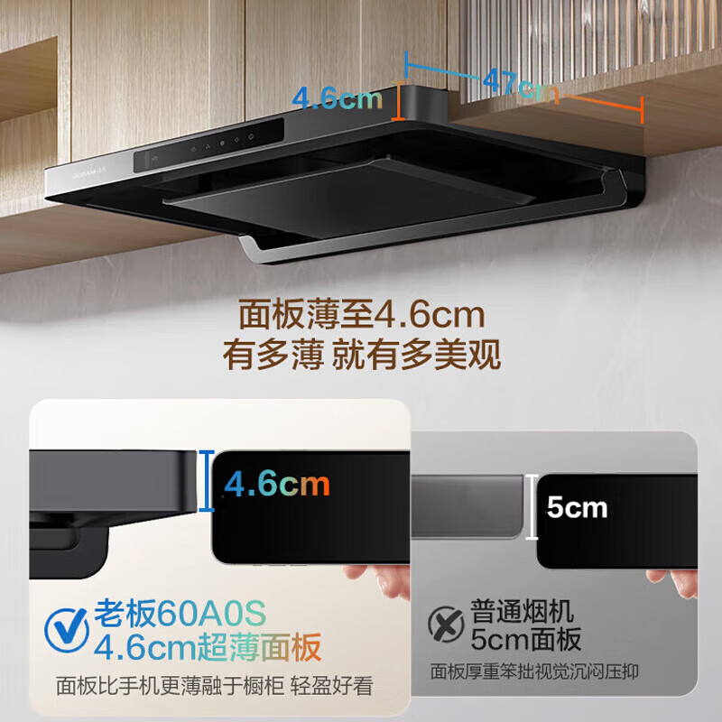 老板(Robam)[星辰系列F30]超薄欧式顶吸抽吸排油烟机24风量家用大吸力 一级能效可配燃气灶 60A0S高清大图