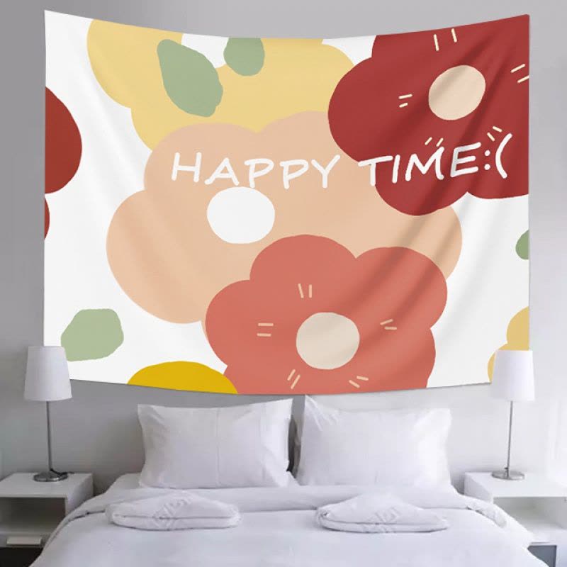 美帮汇北欧INS简约小花床头卧室宿舍背景布墙布小众挂毯 GT00809 绒布150高*200宽厘米图片