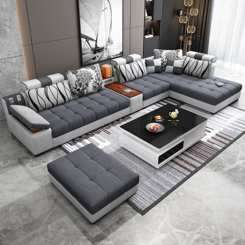 布艺沙发简约现代大小户型客厅家具套装可拆洗北欧科技布沙发组合