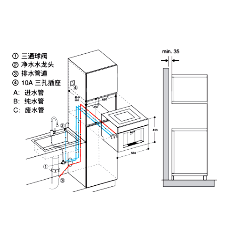 西门子 WS7061BB1C 反渗透过滤器净水器直饮机嵌饮机饮水机家电 多重精滤高清大图