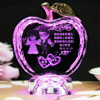 时尚结婚礼物送闺蜜朋友新婚礼生日礼品女生水晶苹果刻字摆件送女朋友七夕情人节礼物