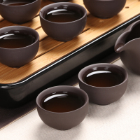 百鸿(Baihong) 整套茶具密胺茶盘竹茶托盛水式功夫茶具茶壶四合一 家用简约密胺黑原矿紫砂电热炉套装