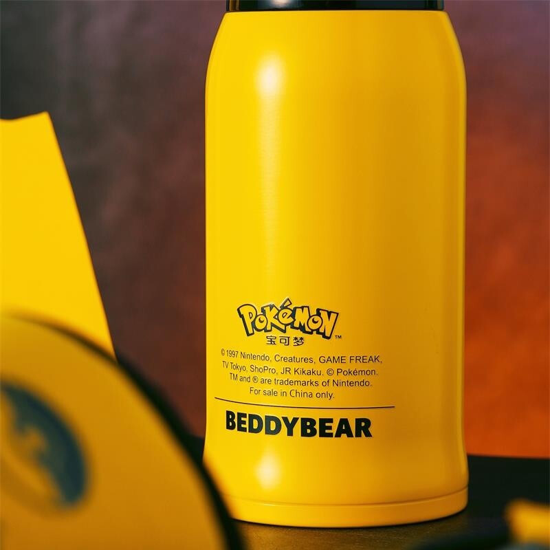 优选3D浮雕皮卡丘款杯具熊BEDDYBEAR儿童保温杯带吸管儿童水杯316不锈钢宝宝儿童保温壶600m