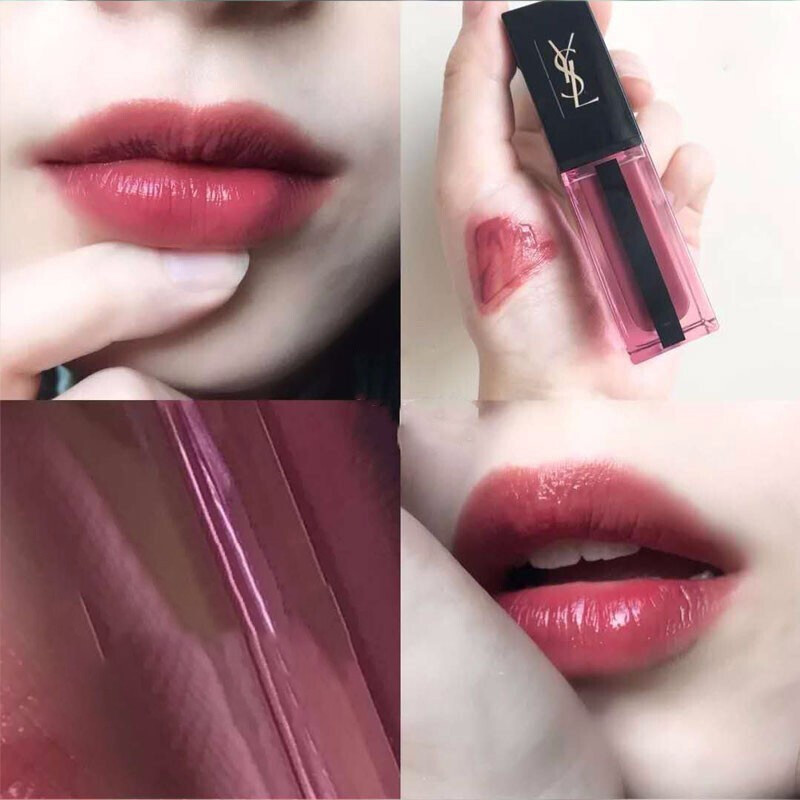 yvessaintlaurent圣罗兰ysl黑管缎面水光唇釉59ml617紫玫瑰豆沙色保湿