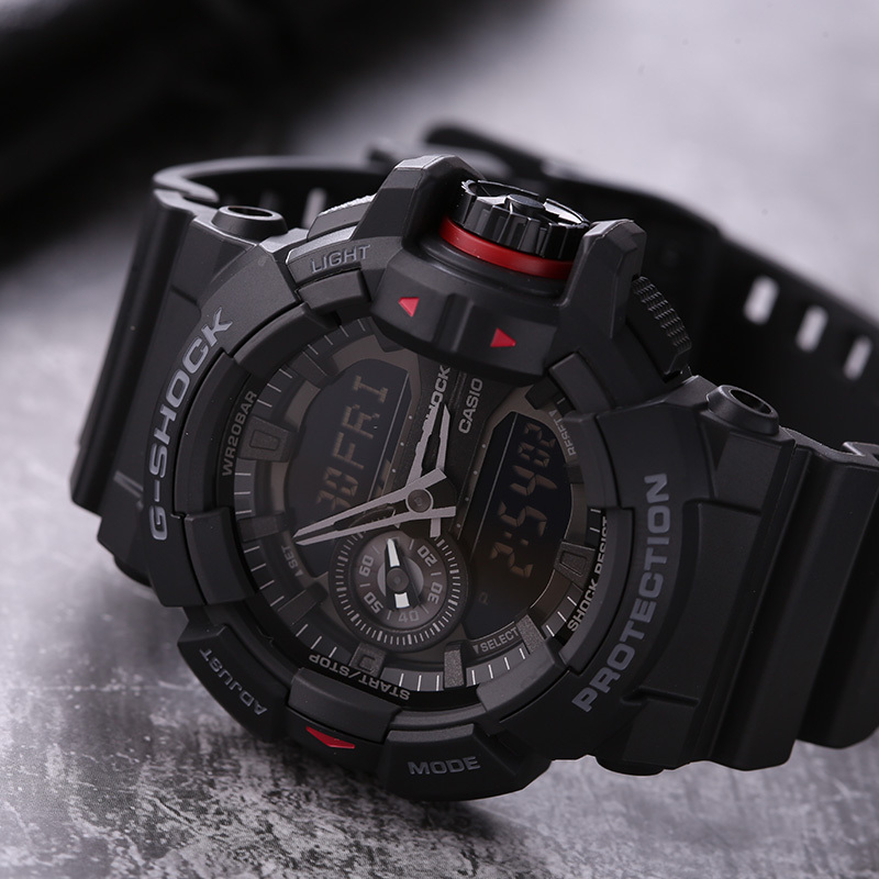 卡西欧(CASIO)手表 G-SHOCK系列 日历黑色 运动 200米防水 电子男士手表GA-400-1B