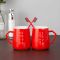 牙杯创意结婚漱口杯刷牙杯洗漱杯情侣一对婚庆红色陶瓷杯子套装|刷牙杯一对盘子一个 早安
