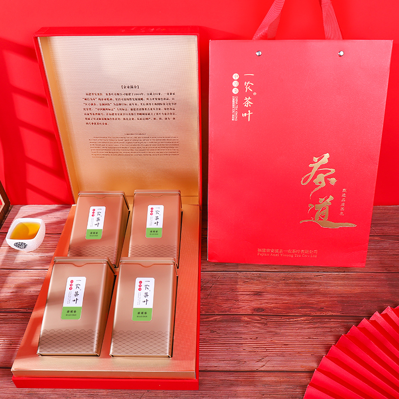 一农茶叶礼盒特级碧螺春400g(4罐礼盒装) 鲜嫩绿茶中国红送礼佳选