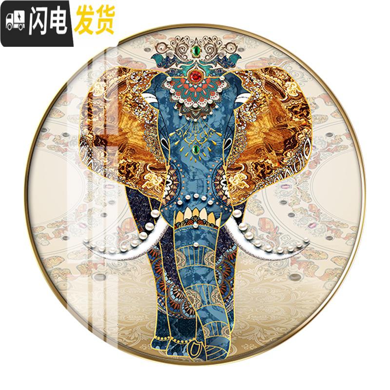 三维工匠2019新款十字绣欧式风格点贴砖石画大象客厅5d钻石画圆形满 画心直径60cm/免费补钻/送工具包/多配30%钻高清大图