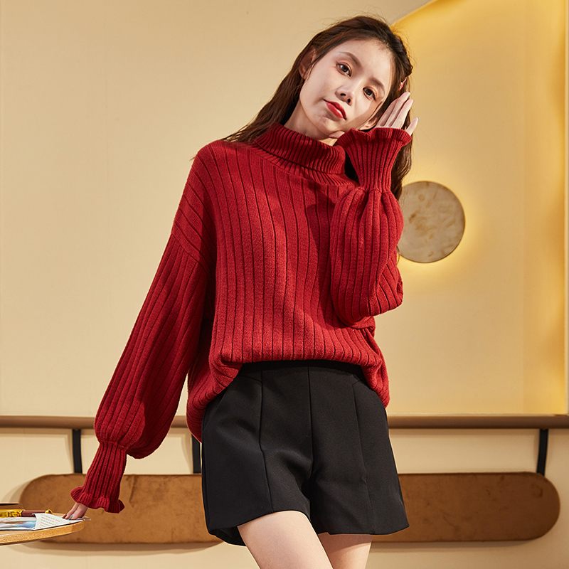唐狮秋冬季新款毛衣女韩版慵懒风软糯系百搭内搭高领针织衫上衣