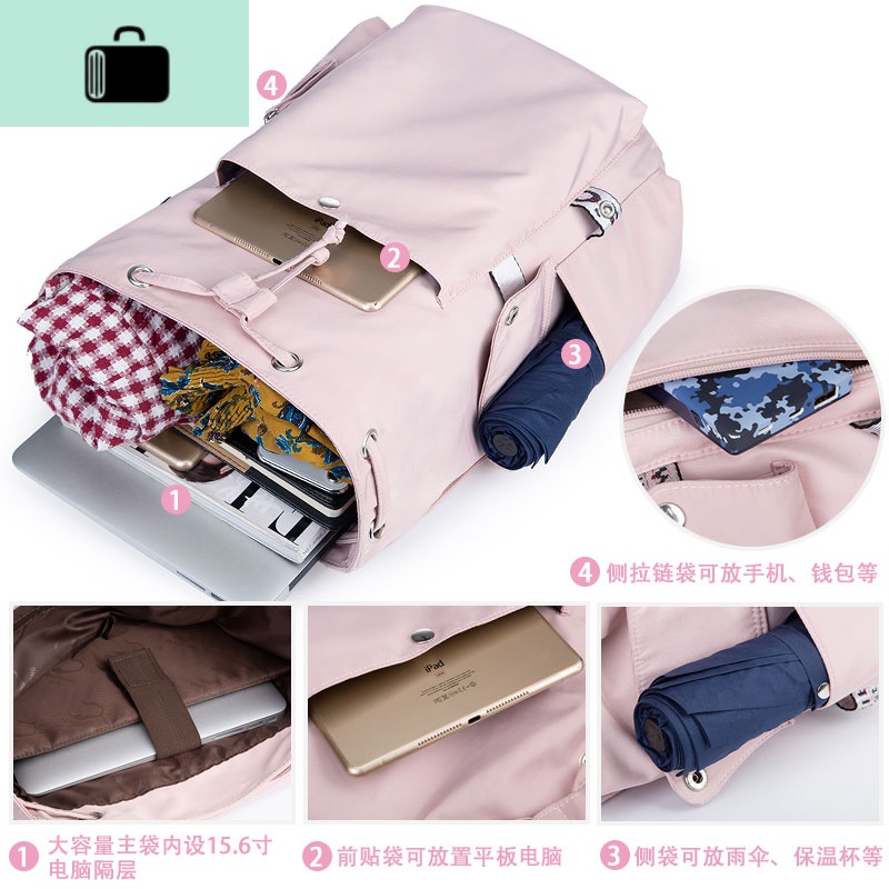 初高中生书包女校园韩版简约大学生双肩包百搭休闲时尚大容量背包NEW LAKE高清大图