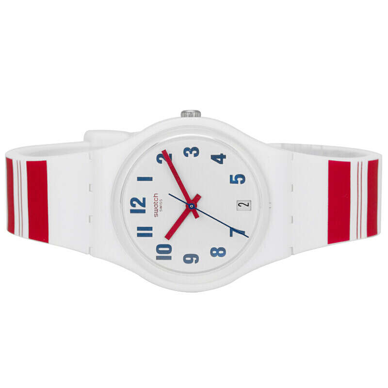 斯沃琪(SWATCH) 手表 色彩密码系列 树脂表带 石英男女通用表 玫红条纹GW407
