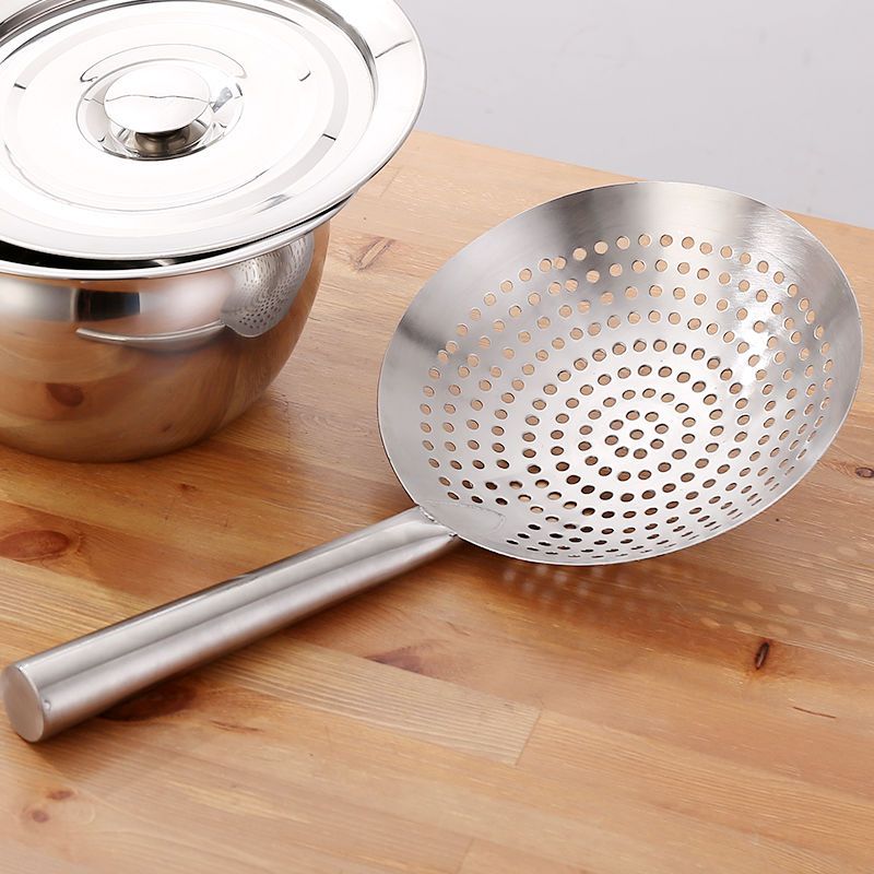 特厚不锈钢漏瓢大漏勺钢漏勺厨师漏勺捞面条勺油炸勺油漏瓢20厘米漏瓢