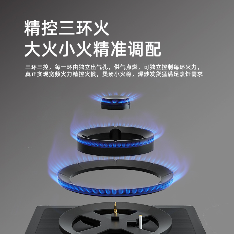 HOMSON法国汤姆逊家用台式嵌入式燃气灶具 5.2kW天然气大火力双眼灶 加厚钢化玻璃 一级能效 方灶圆灶 AZL2