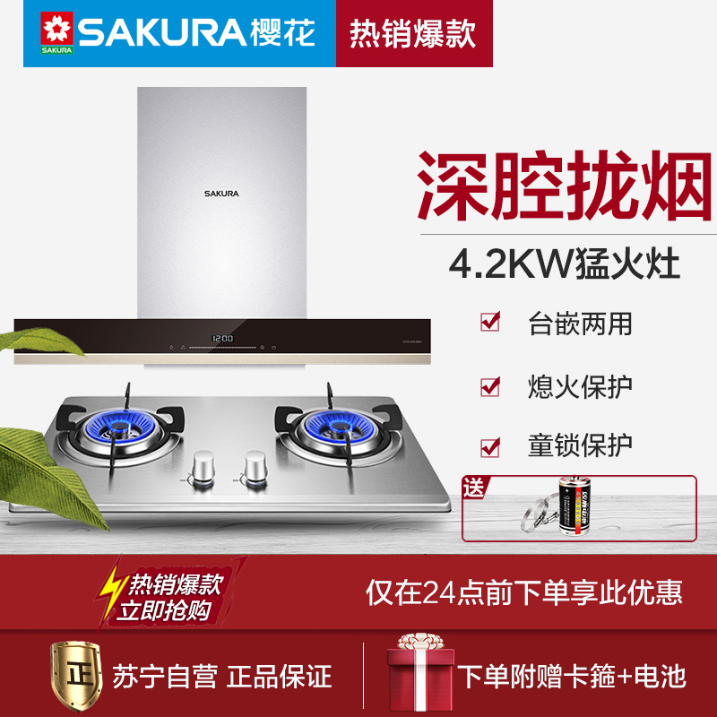 樱花(SAKURA)烟灶套餐 欧式顶吸油烟机燃气双灶具家用厨电烟灶套装8B01+BDG01天然气