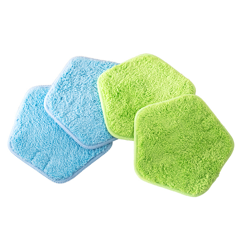 海绵擦五边形柔软长绒毛背面磁铁吸附双面可用居家厨房清洁抹布3只装
