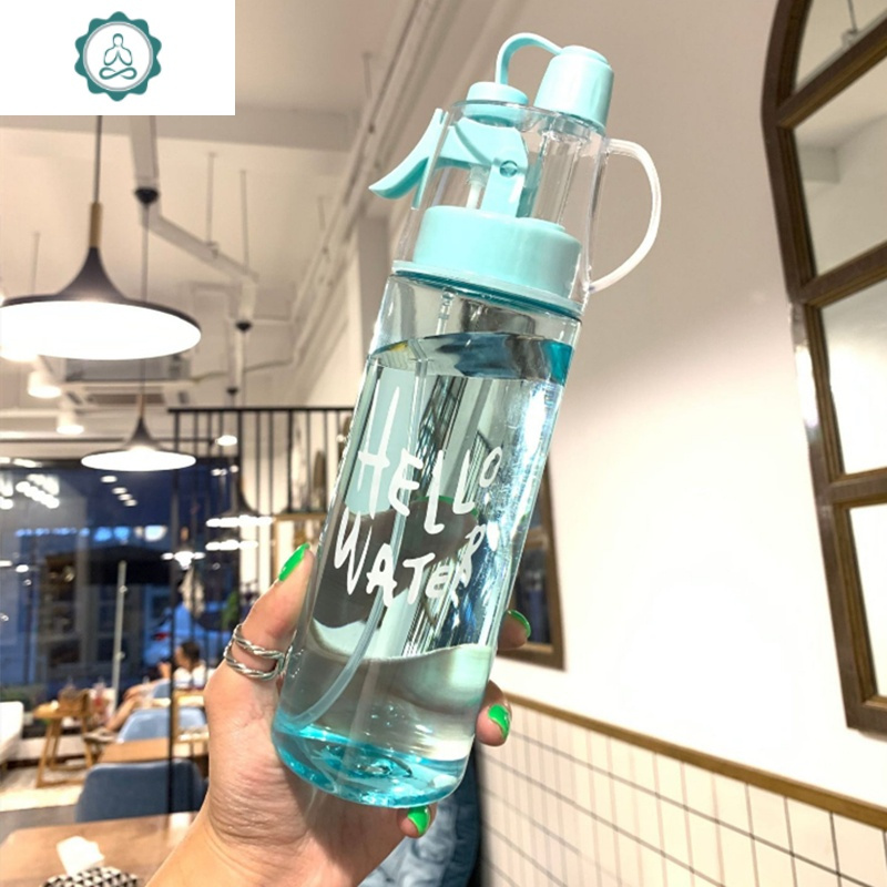 抖音创意喷水喷雾水杯塑料太空杯子学生便携水瓶暖热瓶