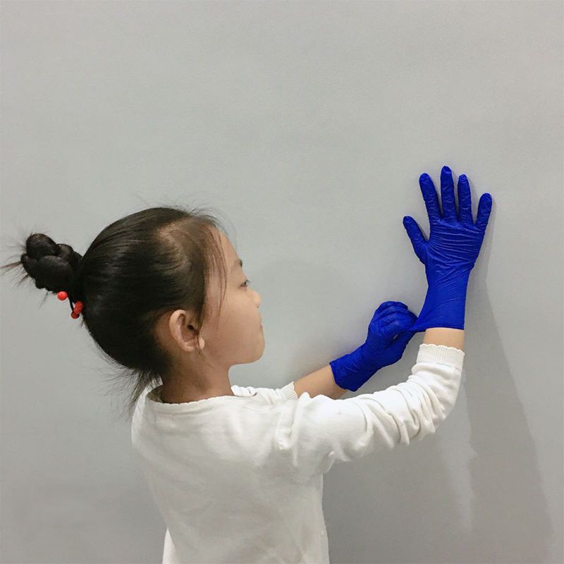 儿童一次性丁腈手套食品级小孩pvc中小学生橡胶防护乳胶家务小号|深蓝色高弹[加厚款S号]100只/盒 均码