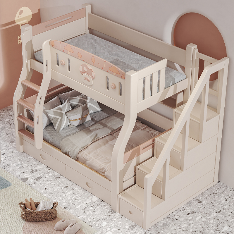 欧梵森 儿童床子母床蘑菇现代简约樱桃木上下床双层床实木高低床成人