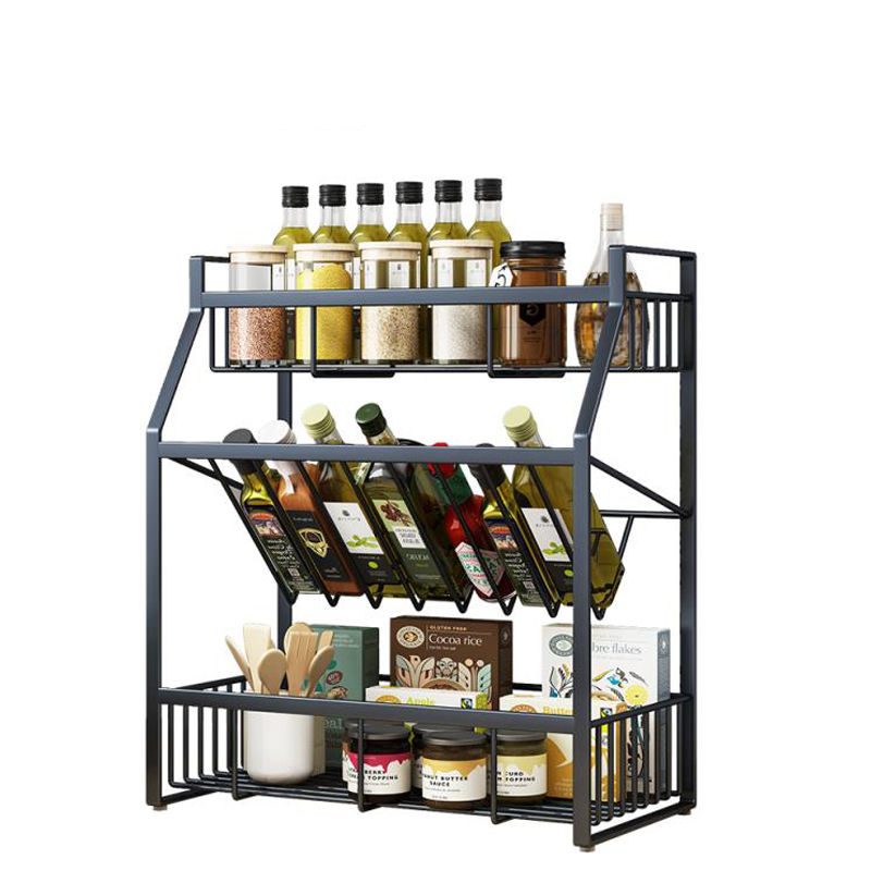厨房置物架落地调料置物架多功能厨房用品收纳架免打孔储物架多层