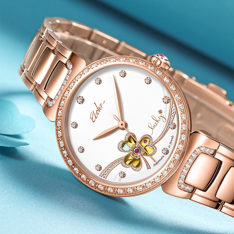 依波表手表女镂空自动机械幸运草女表送礼新品5132