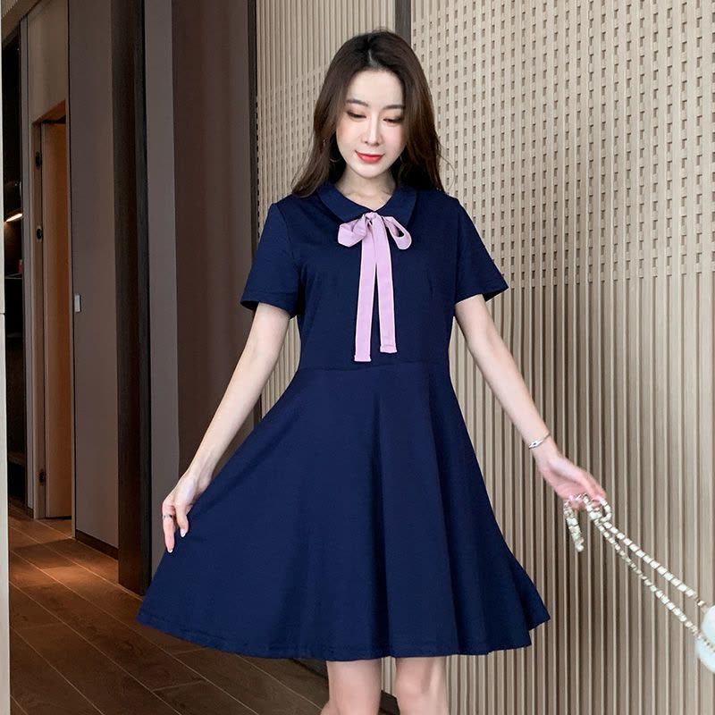 真维斯中长裙收腰甜美a字裙子女夏季2022新款韩版气质显瘦连衣裙图片