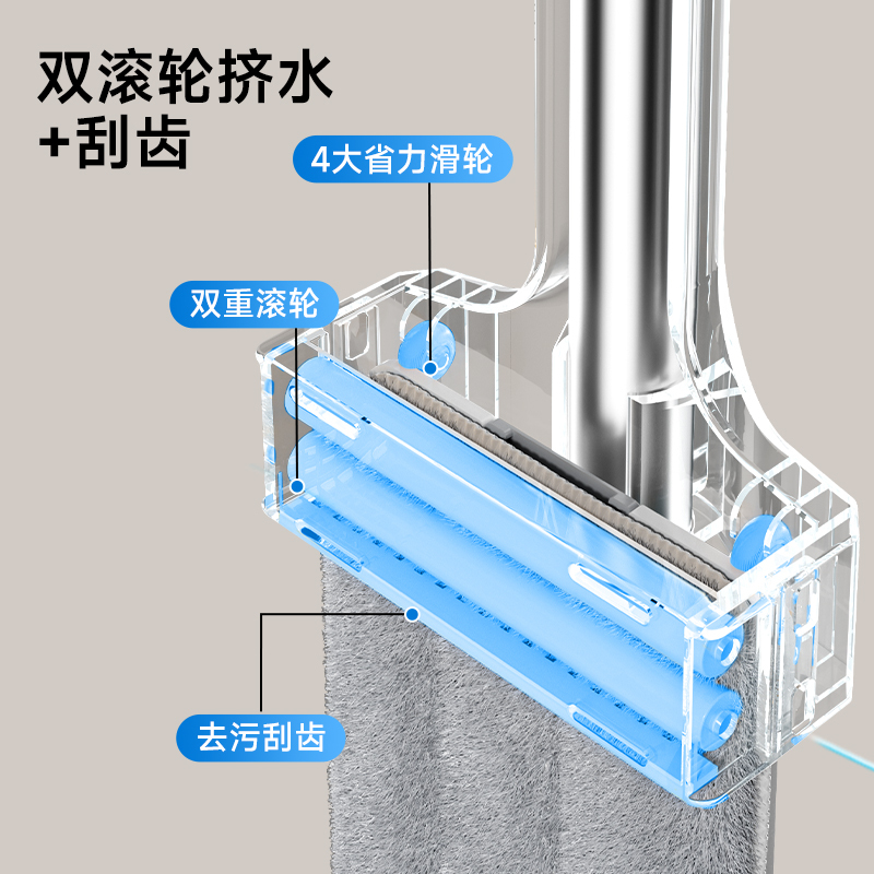 五月花 铝合金平板拖把免手洗 JJ-PB26 拖把*1+配布50cm*2(单位:套)高清大图
