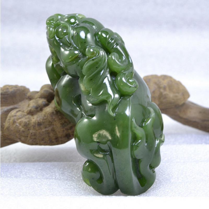 送证书正品天然新疆和田玉碧玉貔貅手把件摆件大威猛霸王貔貅