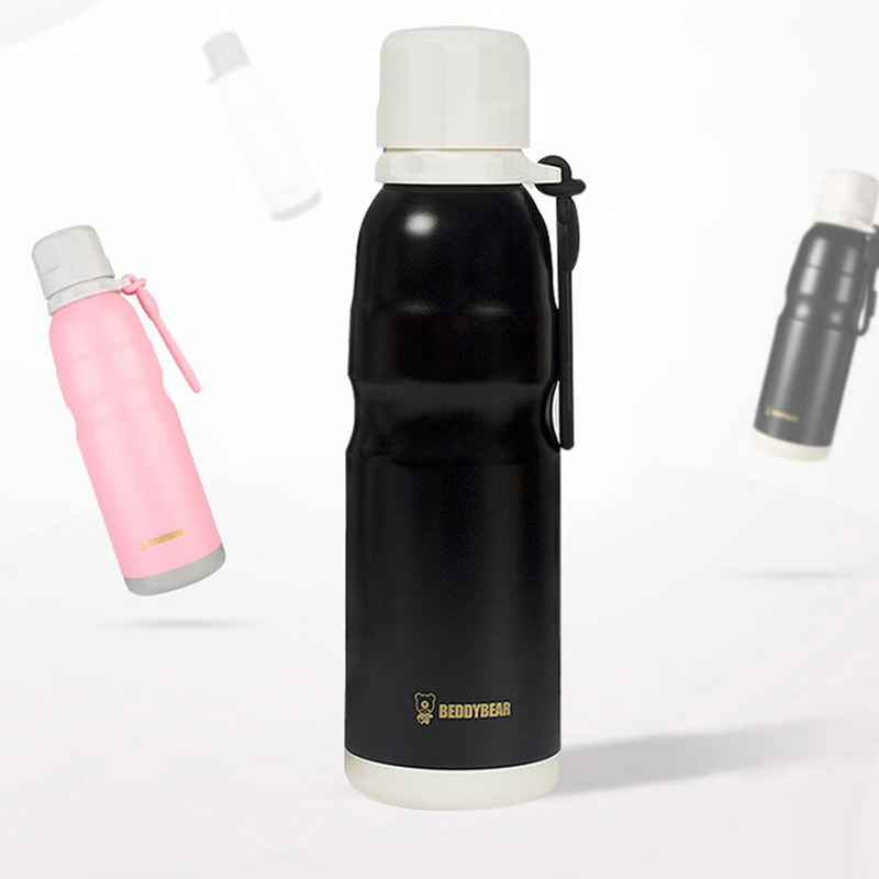 杯具熊保温杯带提绳316不锈钢运动水杯大容量600ML(颜色随机)
