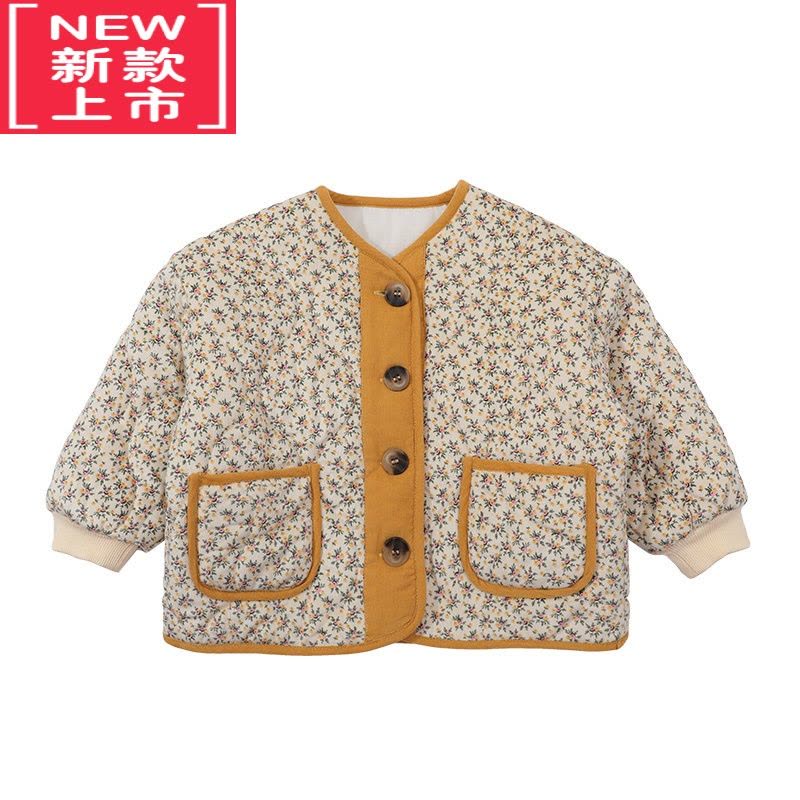可莉允女童冬装棉袄202新款韩版儿童洋气碎花棉衣内胆时髦女孩保暖上衣棉服图片