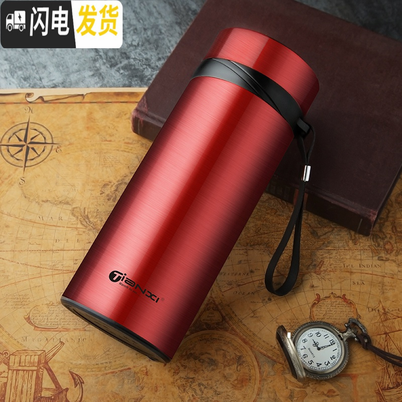 三维工匠保温杯男大容量304不锈钢水杯便携户外茶杯定制大号泡茶杯子 香槟金1100高清大图