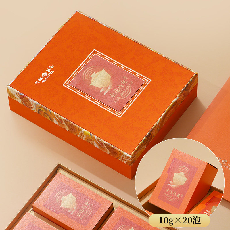 天福茗茶 金花乌龙黑茶散茶陈香乌龙茶 节日送礼茶叶礼盒200g高清大图