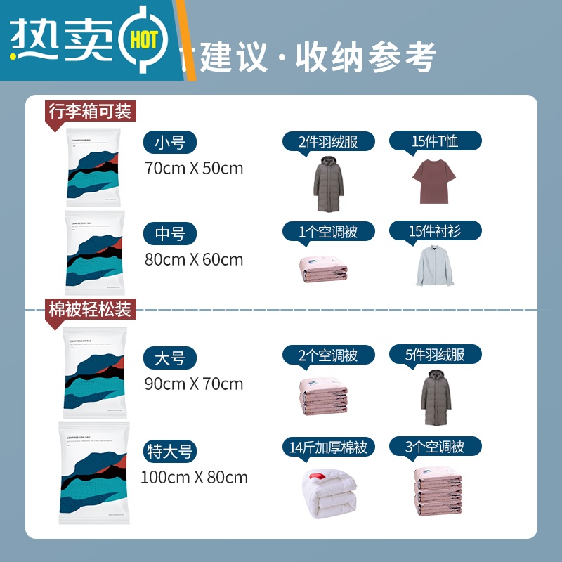 敬平真空压缩袋家用装棉被被子整理袋抽空气衣物衣服行李箱专用收纳袋 2个装 电泵 特大号(100*80cm)高清大图