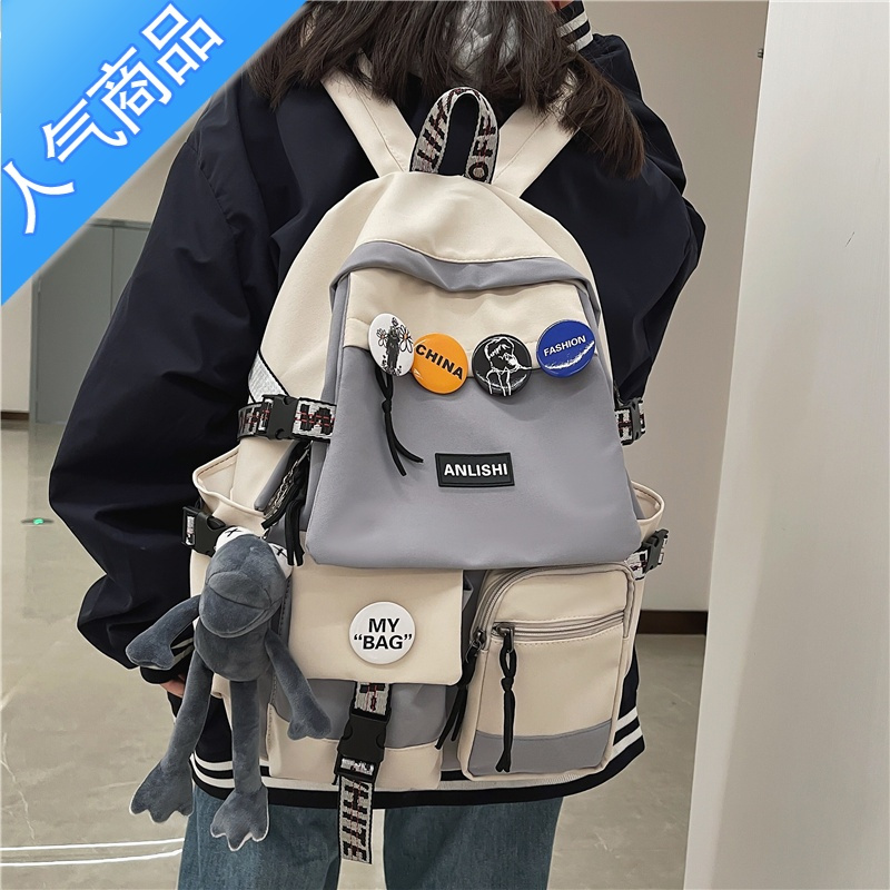 封后香港书包女大学生韩版高中旅行双肩包男初中生日系大容量电脑背包书包学生