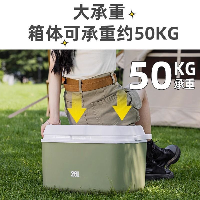 保温箱商用摆摊保冷保鲜车载户外冰箱野餐便携手提冰桶家用冷藏箱-抹茶绿8L【送5冰袋+冰块1】